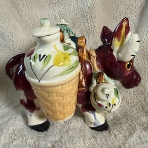Thames Ceramic Burro (Donkey) Condiment Set hand-painted in Japan 1950s Vintage